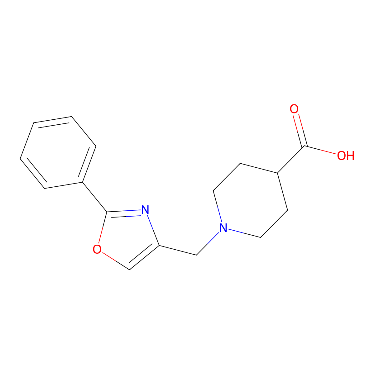 1-[(2-Phenyl-1,3-oxazol-4-yl)methyl]piperidine-4-carboxylic acid molecular structure, CAS 1153237-31-0
