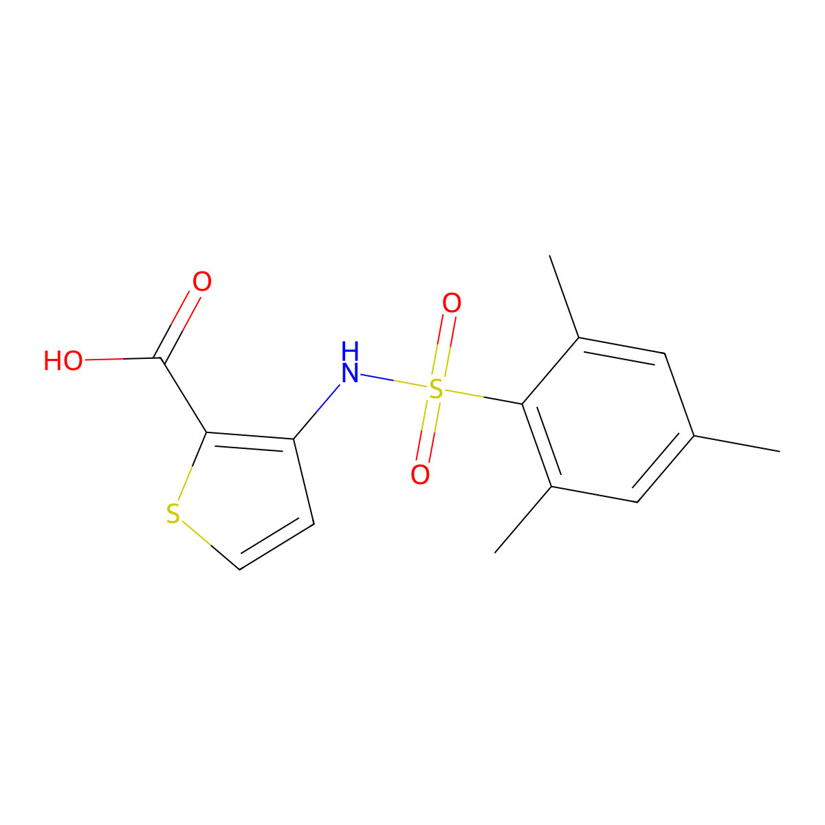 3-(2,4,6-Trimethylbenzenesulfonamido)thiophene-2-carboxylic acid molecular structure, CAS 1153238-91-5