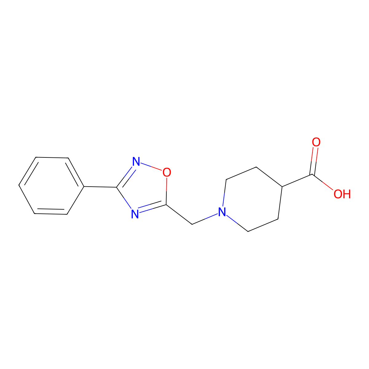 1-[(3-Phenyl-1,2,4-oxadiazol-5-yl)methyl]piperidine-4-carboxylic acid molecular structure, CAS 1153238-95-9