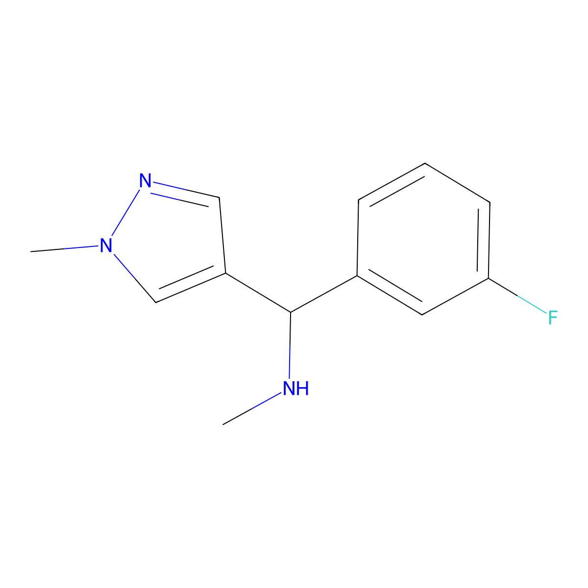 [(3-fluorophenyl)(1-methyl-1H-pyrazol-4-yl)methyl](methyl)amine molecular structure, CAS 1153244-33-7