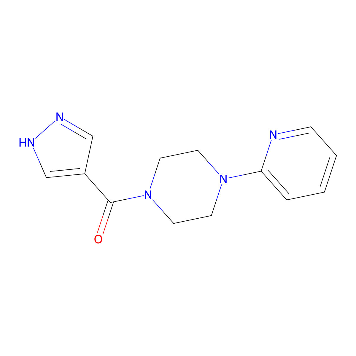 1-(1H-pyrazole-4-carbonyl)-4-(pyridin-2-yl)piperazine molecular structure, CAS 1153251-03-6