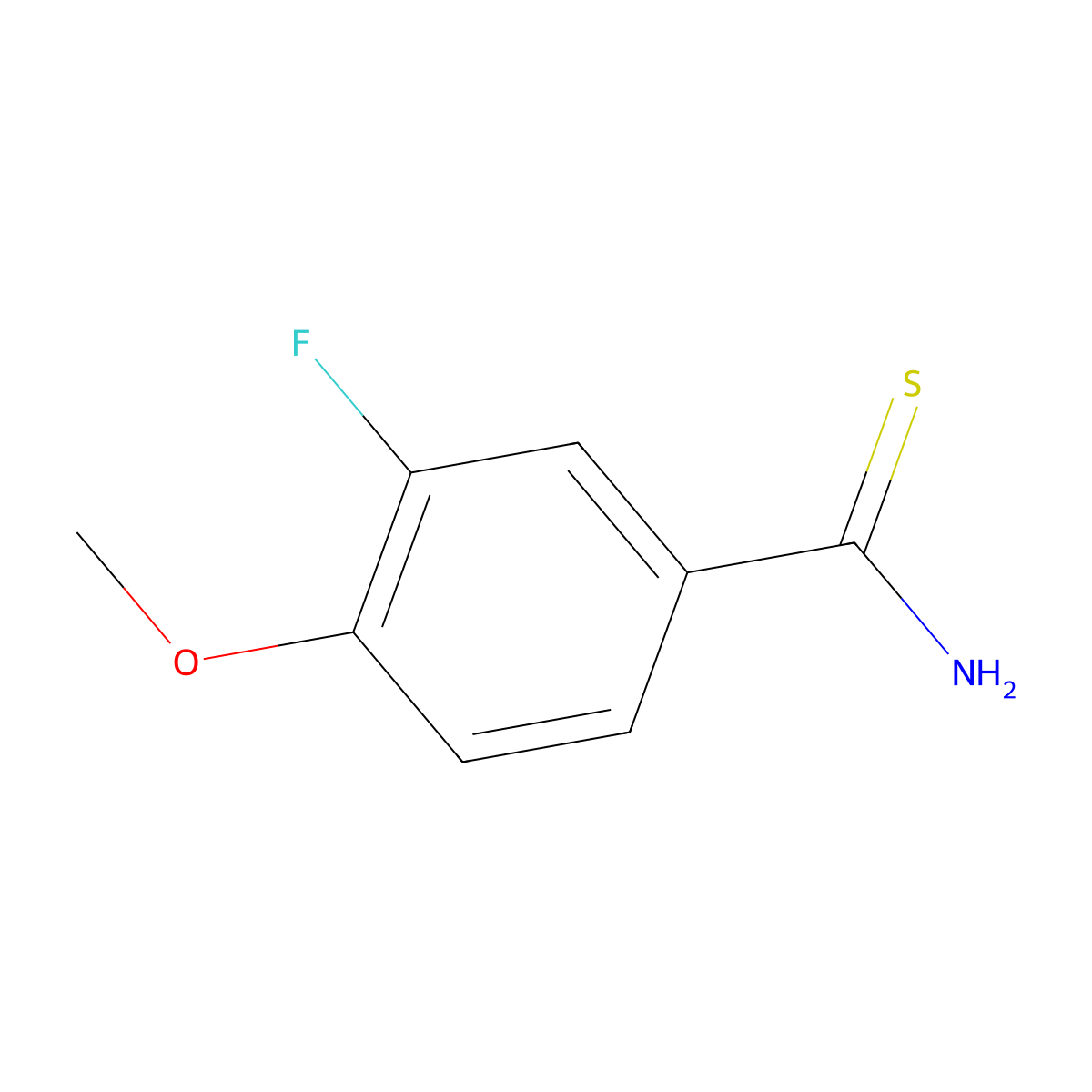 3-Fluoro-4-methoxybenzene-1-carbothioamide molecular structure, CAS 1153271-00-1