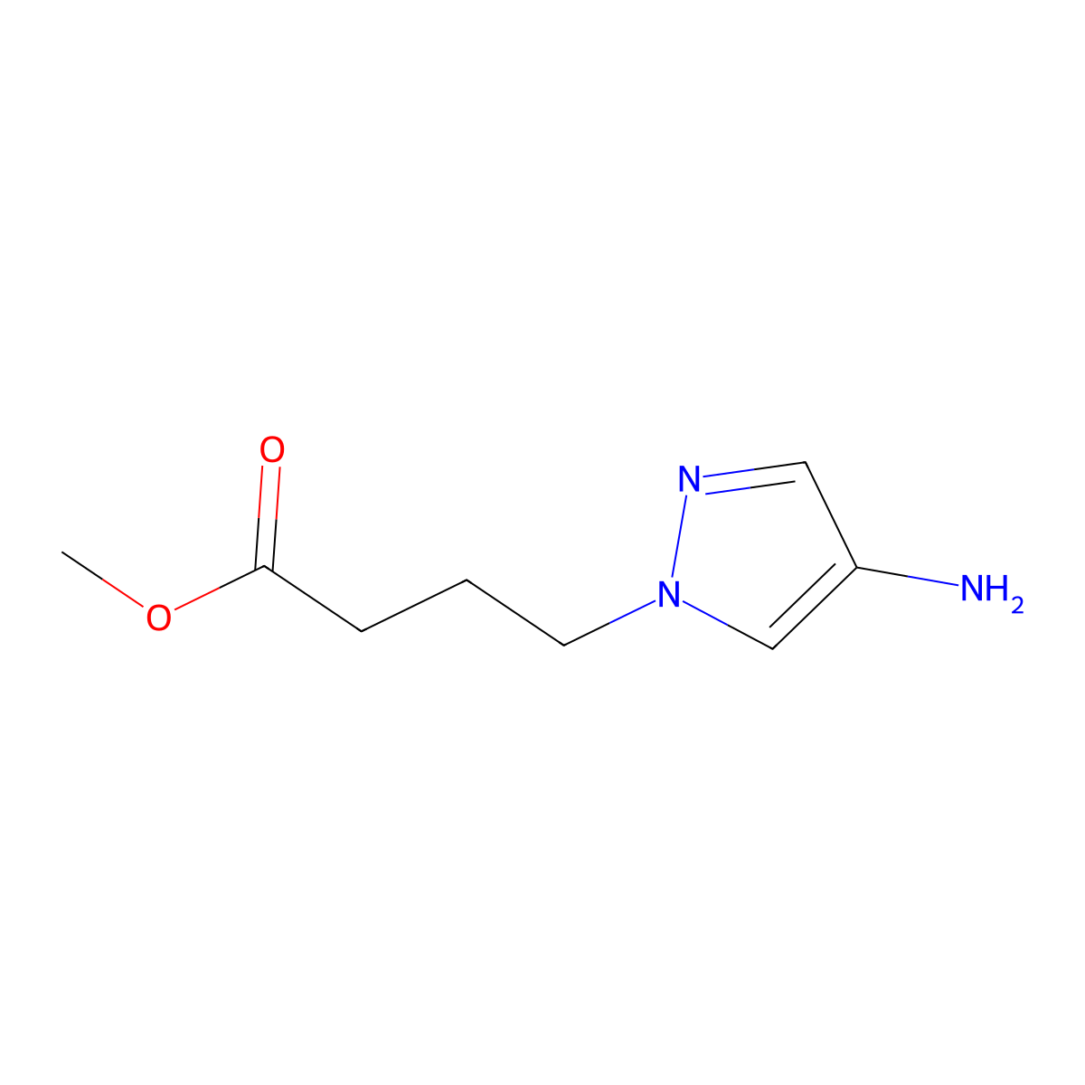 Methyl 4-(4-amino-1h-pyrazol-1-yl)butanoate molecular structure, CAS 1153275-80-9