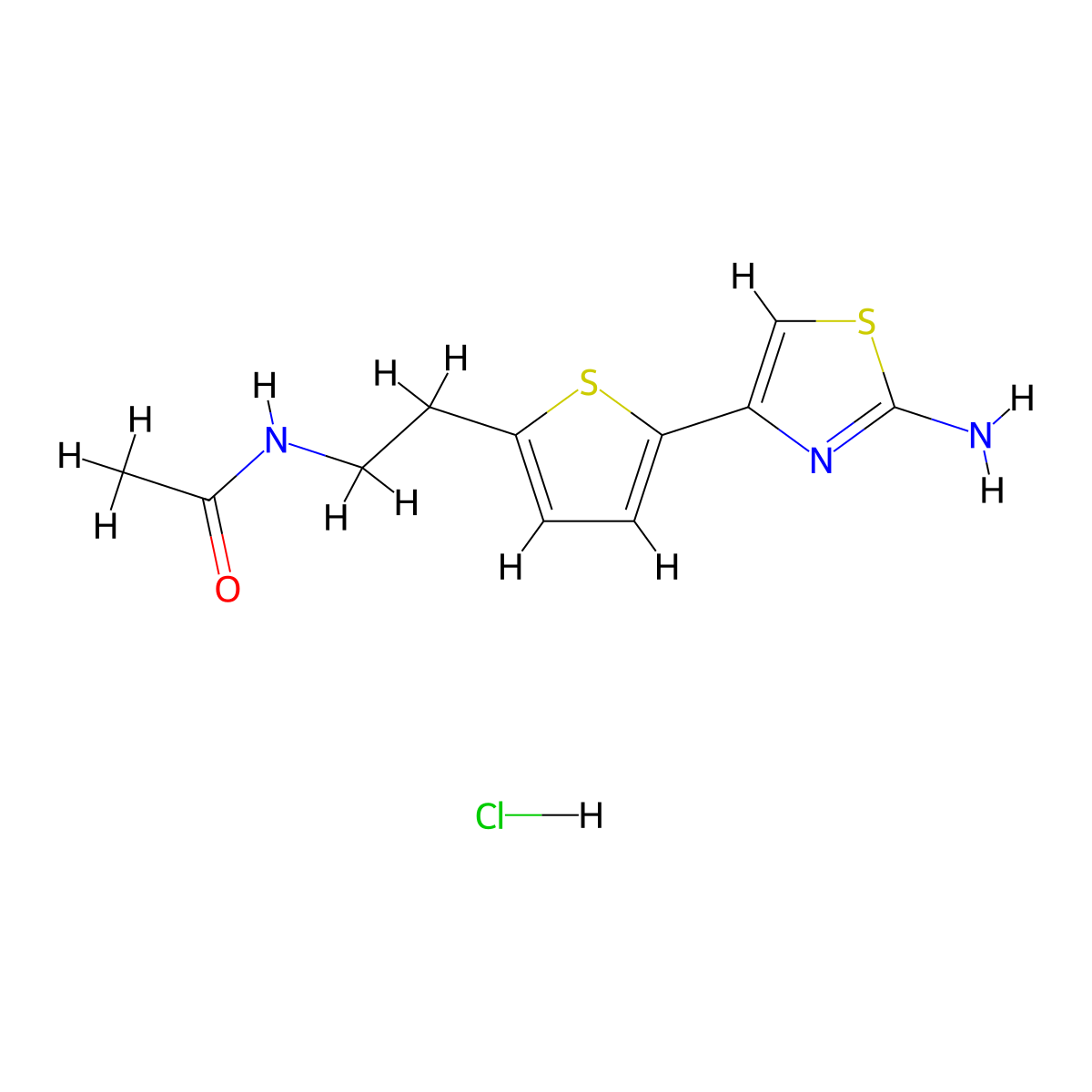 N-{2-[5-(2-amino-1,3-thiazol-4-yl)thiophen-2-yl]ethyl}acetamide hydrochloride molecular structure, CAS 1153279-32-3