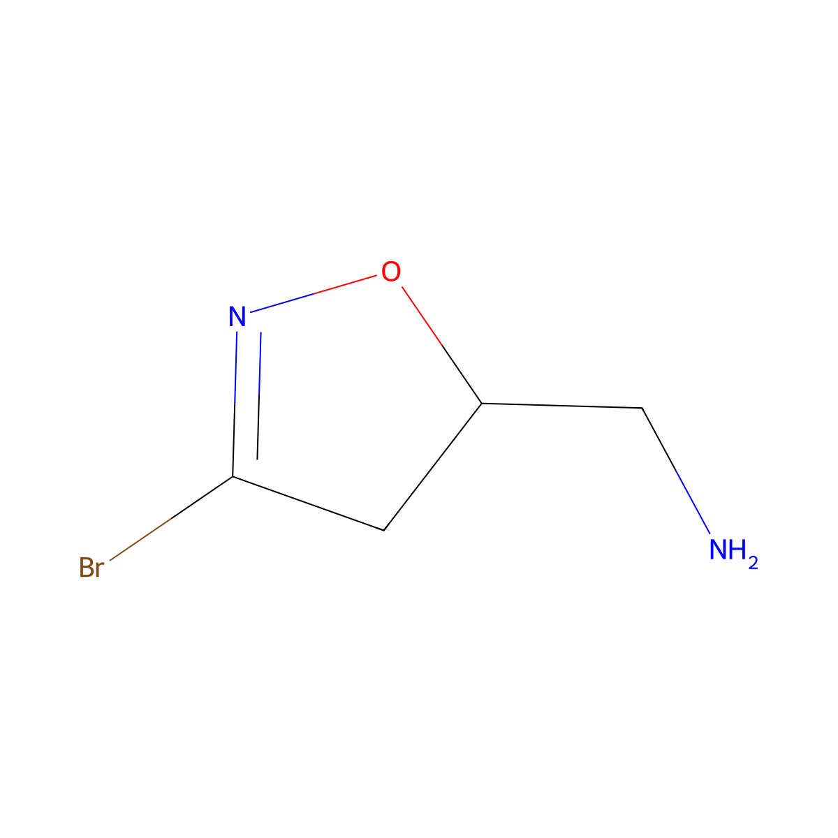 (3-Bromo-4,5-dihydroisoxazol-5-yl)methanamine molecular structure, CAS 115328-79-5