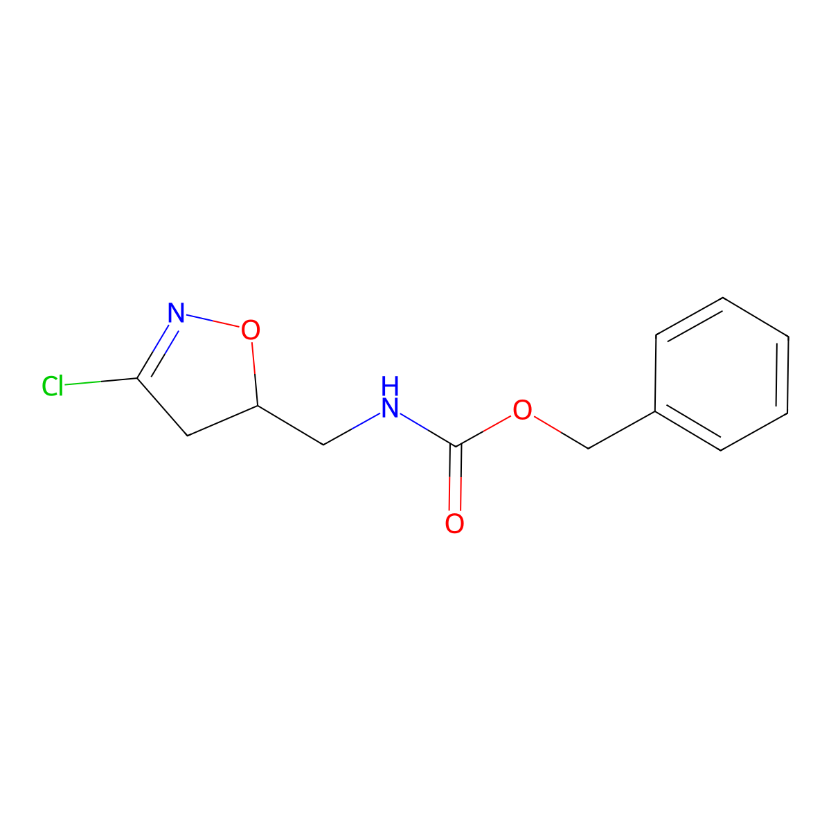 benzyl N-[(3-chloro-4,5-dihydro-1,2-oxazol-5-yl)methyl]carbamate molecular structure, CAS 115328-86-4