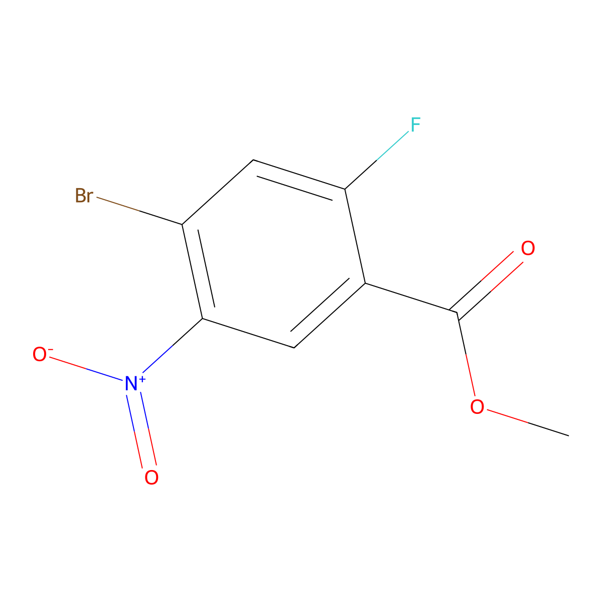 Methyl 4-bromo-2-fluoro-5-nitrobenzoate molecular structure, CAS 1153285-35-8