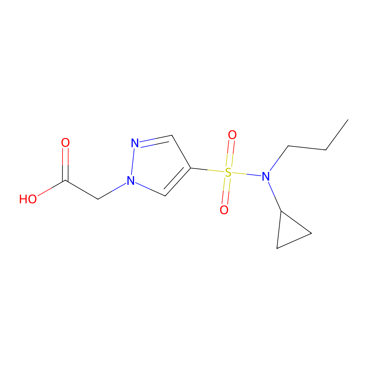 2-{4-[cyclopropyl(propyl)sulfamoyl]-1H-pyrazol-1-yl}acetic acid molecular structure, CAS 1153288-92-6
