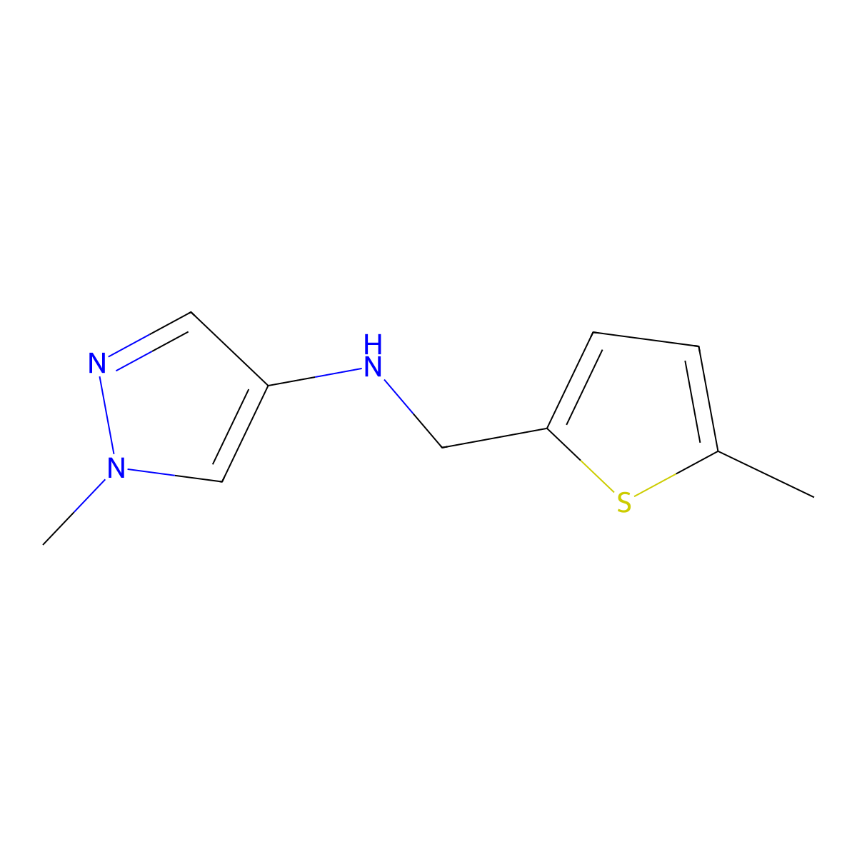 1-methyl-N-[(5-methylthiophen-2-yl)methyl]-1H-pyrazol-4-amine molecular structure, CAS 1153290-03-9
