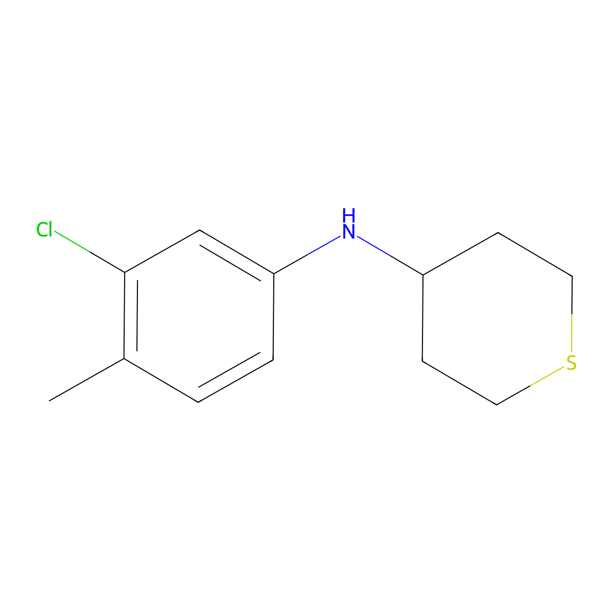 N-(3-chloro-4-methylphenyl)thian-4-amine molecular structure, CAS 1153290-06-2