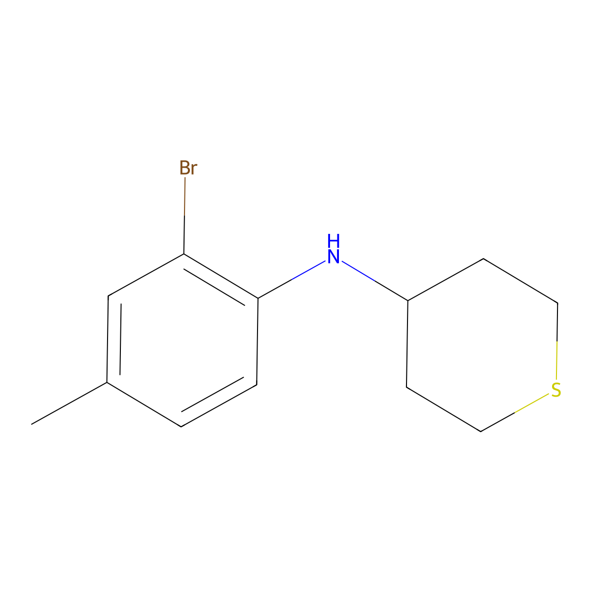 N-(2-bromo-4-methylphenyl)thian-4-amine molecular structure, CAS 1153290-12-0