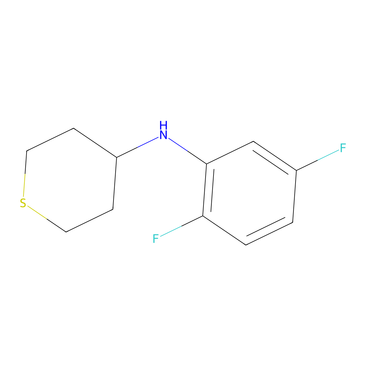 N-(2,5-difluorophenyl)thian-4-amine molecular structure, CAS 1153290-46-0