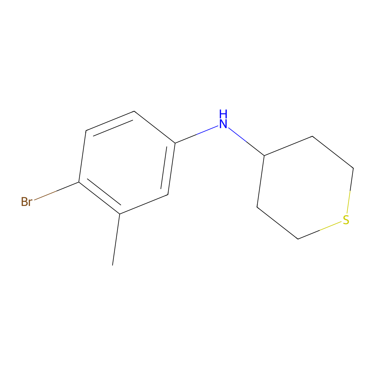 N-(4-bromo-3-methylphenyl)thian-4-amine molecular structure, CAS 1153290-53-9