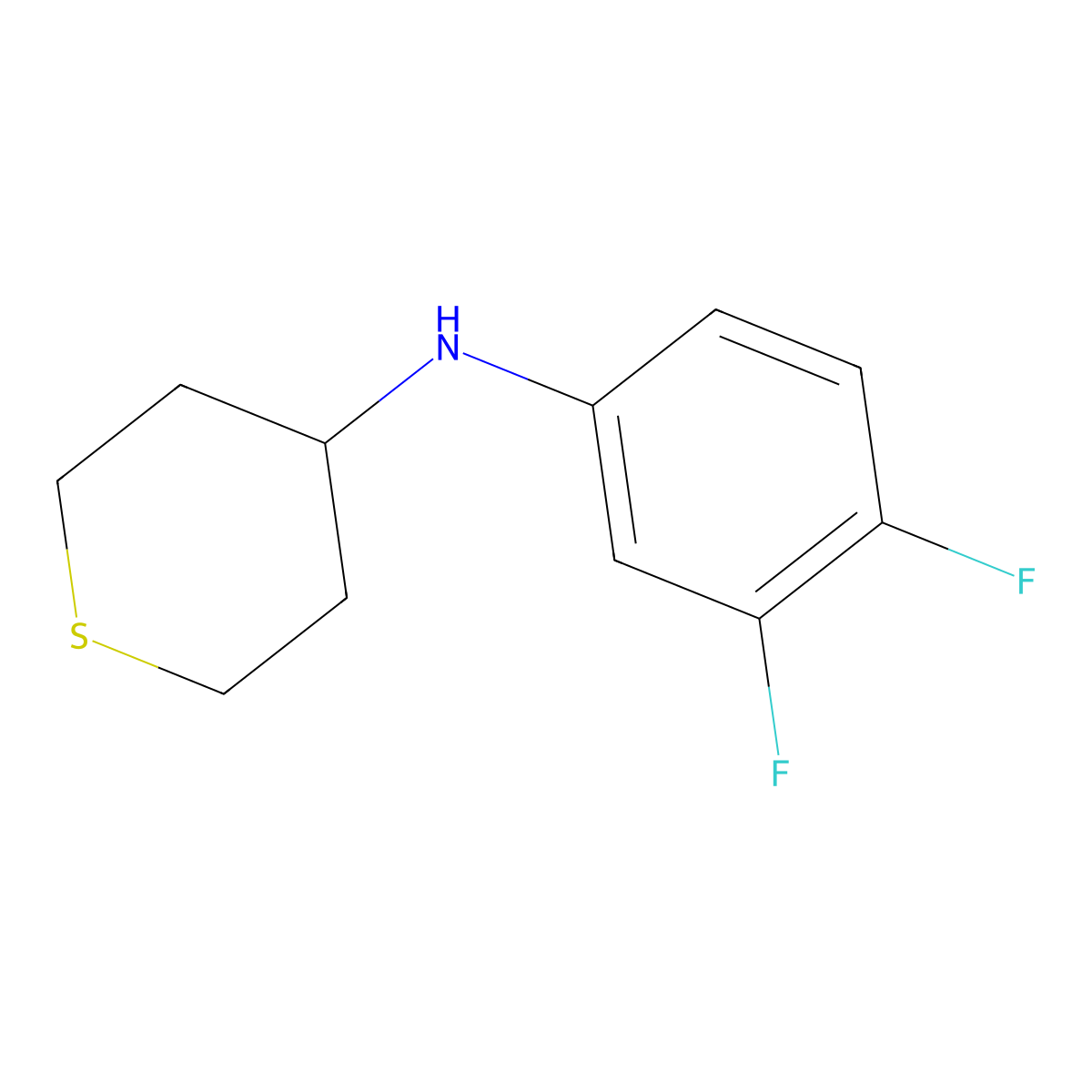 N-(3,4-difluorophenyl)thian-4-amine molecular structure, CAS 1153290-76-6