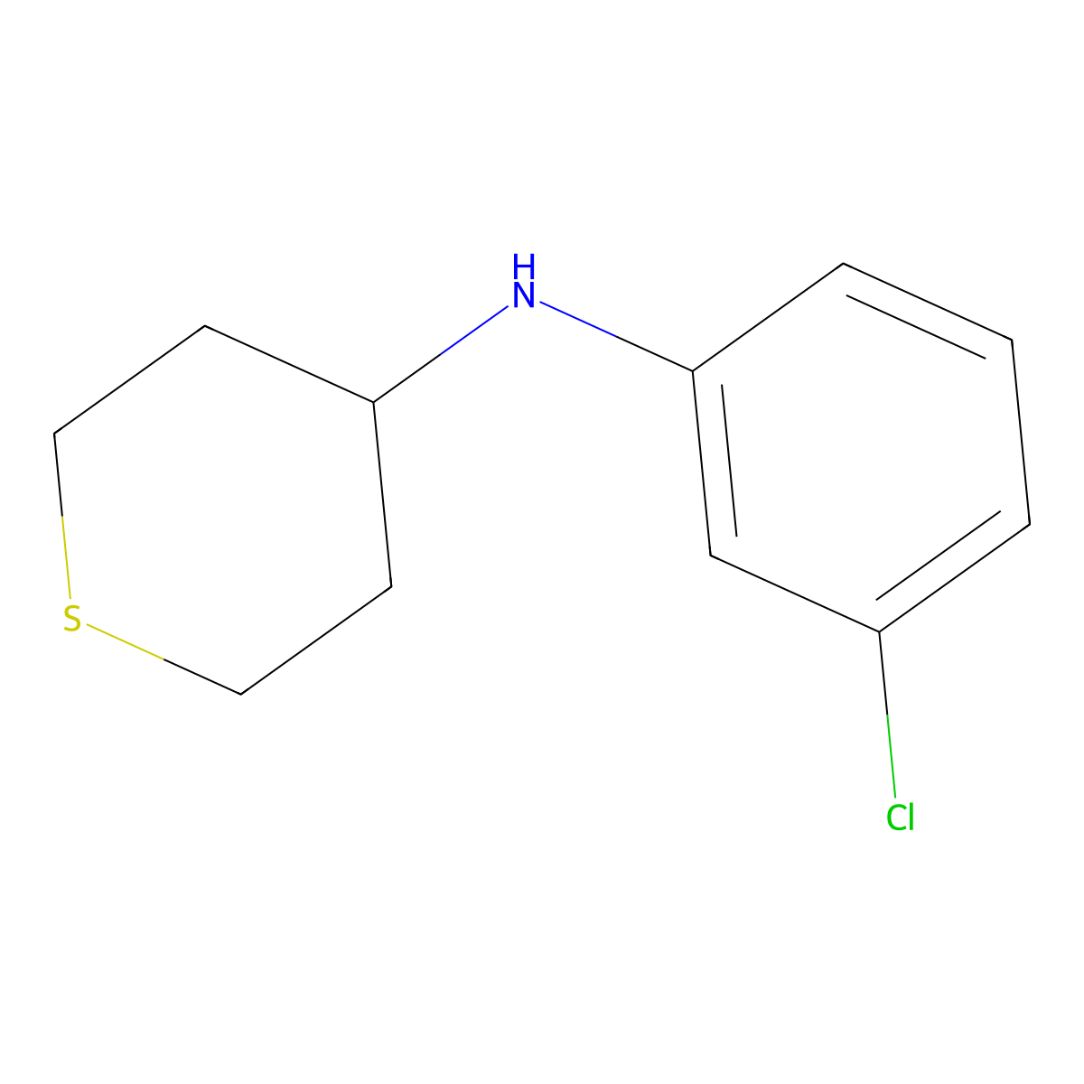 N-(3-chlorophenyl)thian-4-amine molecular structure, CAS 1153290-82-4