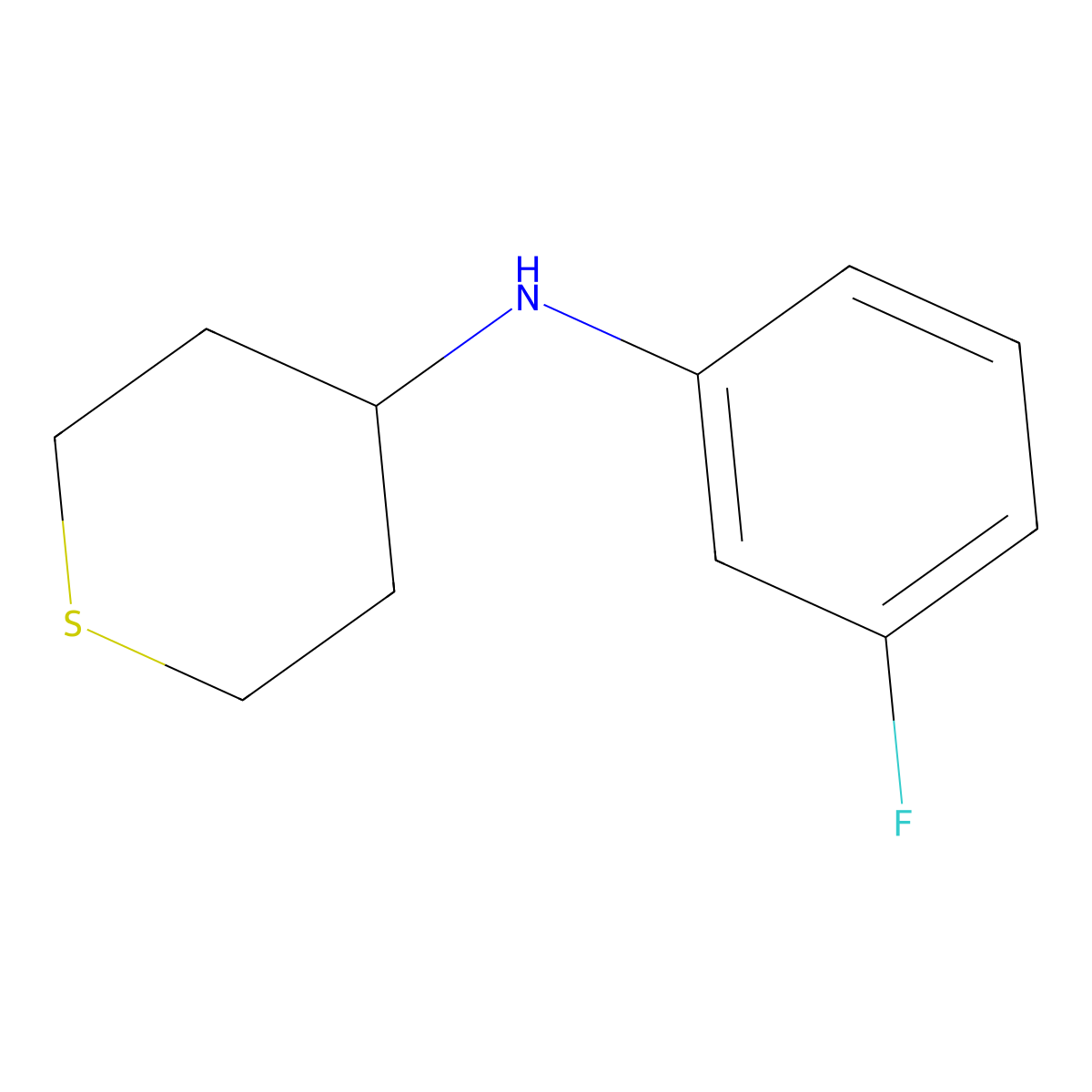 N-(3-fluorophenyl)thian-4-amine molecular structure, CAS 1153290-87-9