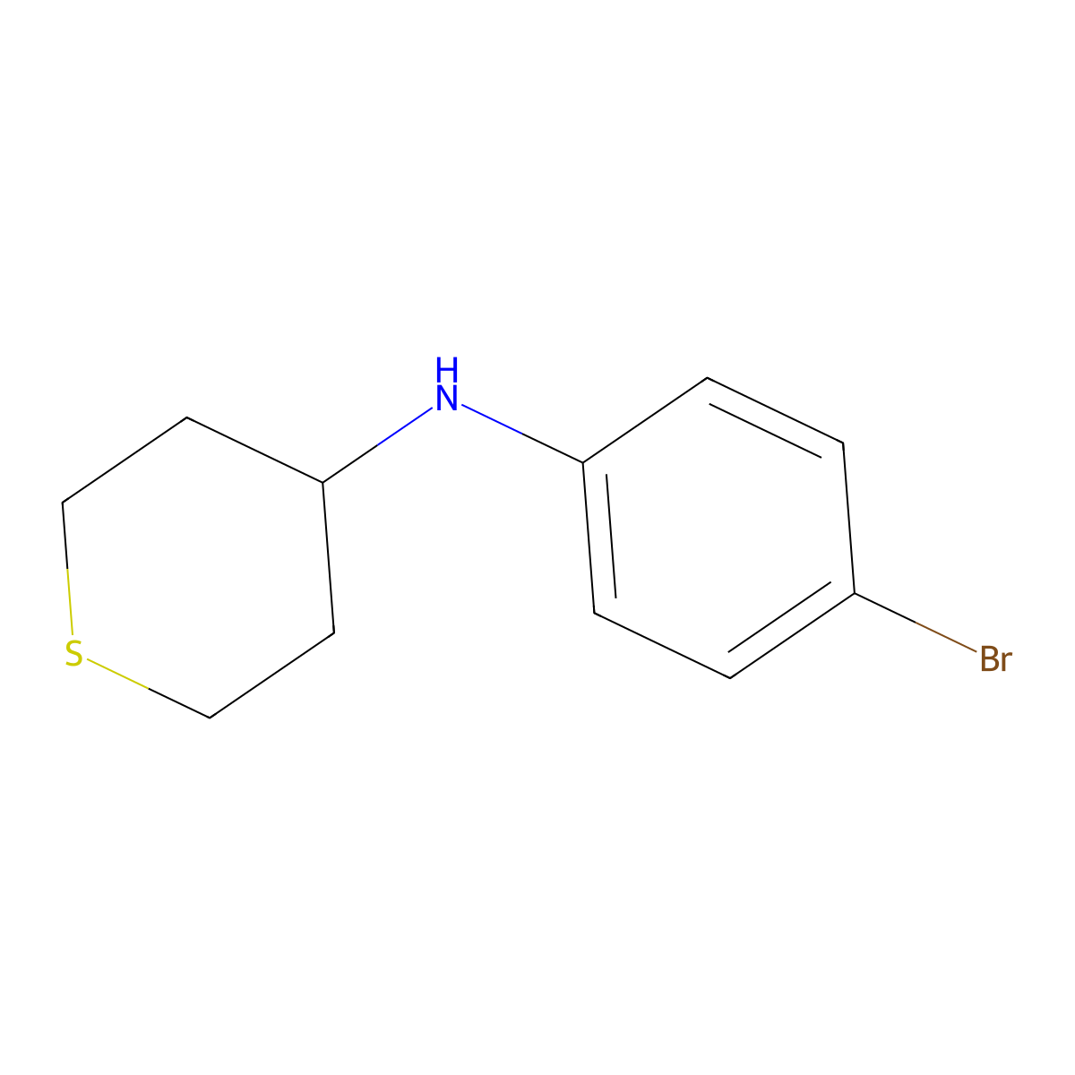 N-(4-bromophenyl)thian-4-amine molecular structure, CAS 1153291-04-3