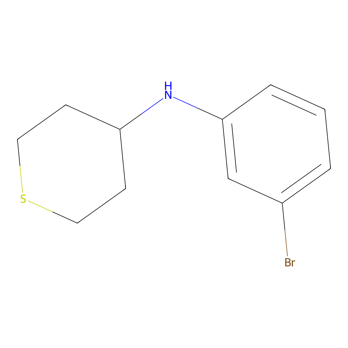 N-(3-bromophenyl)thian-4-amine molecular structure, CAS 1153291-14-5