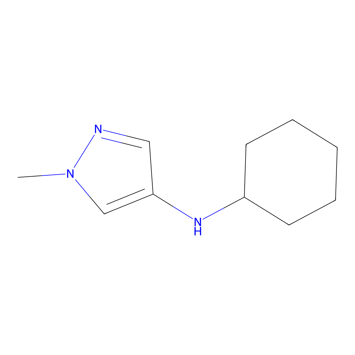 N-cyclohexyl-1-methyl-1H-pyrazol-4-amine molecular structure, CAS 1153291-42-9