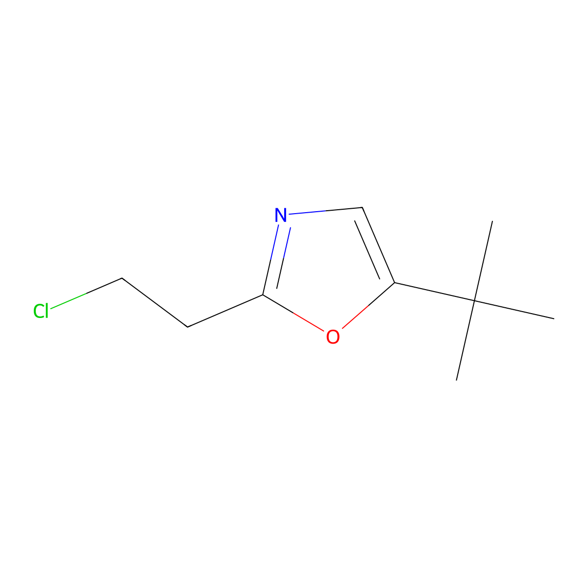 5-Tert-butyl-2-(2-chloroethyl)-1,3-oxazole molecular structure, CAS 1153291-73-6