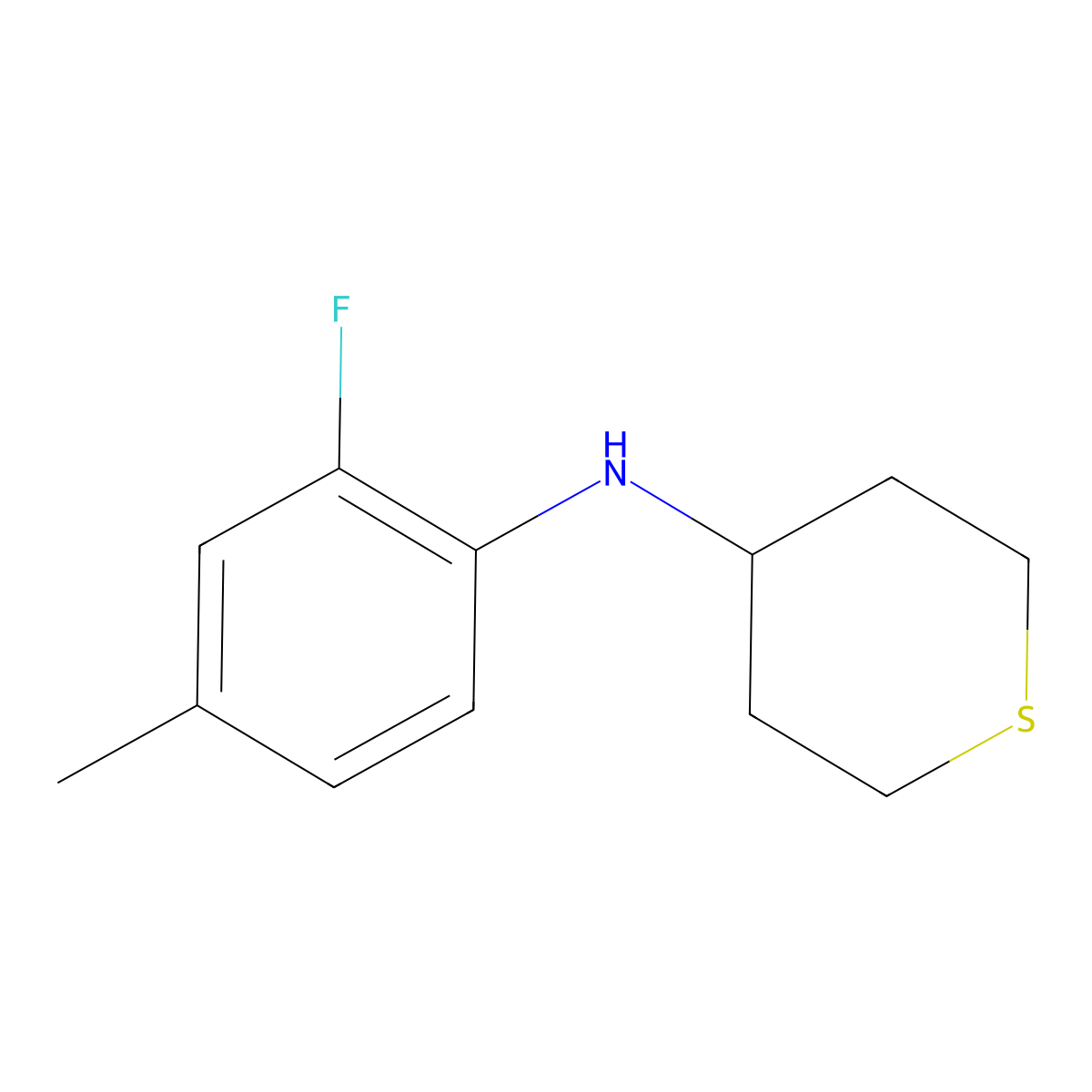 N-(2-fluoro-4-methylphenyl)thian-4-amine molecular structure, CAS 1153292-02-4