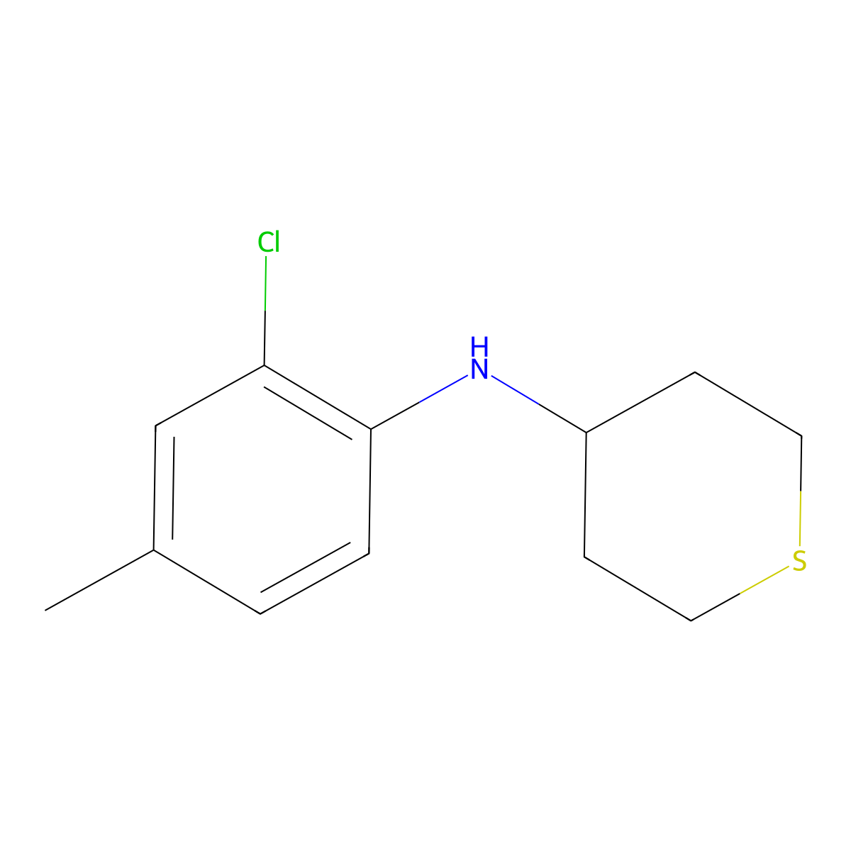 N-(2-chloro-4-methylphenyl)thian-4-amine molecular structure, CAS 1153292-18-2