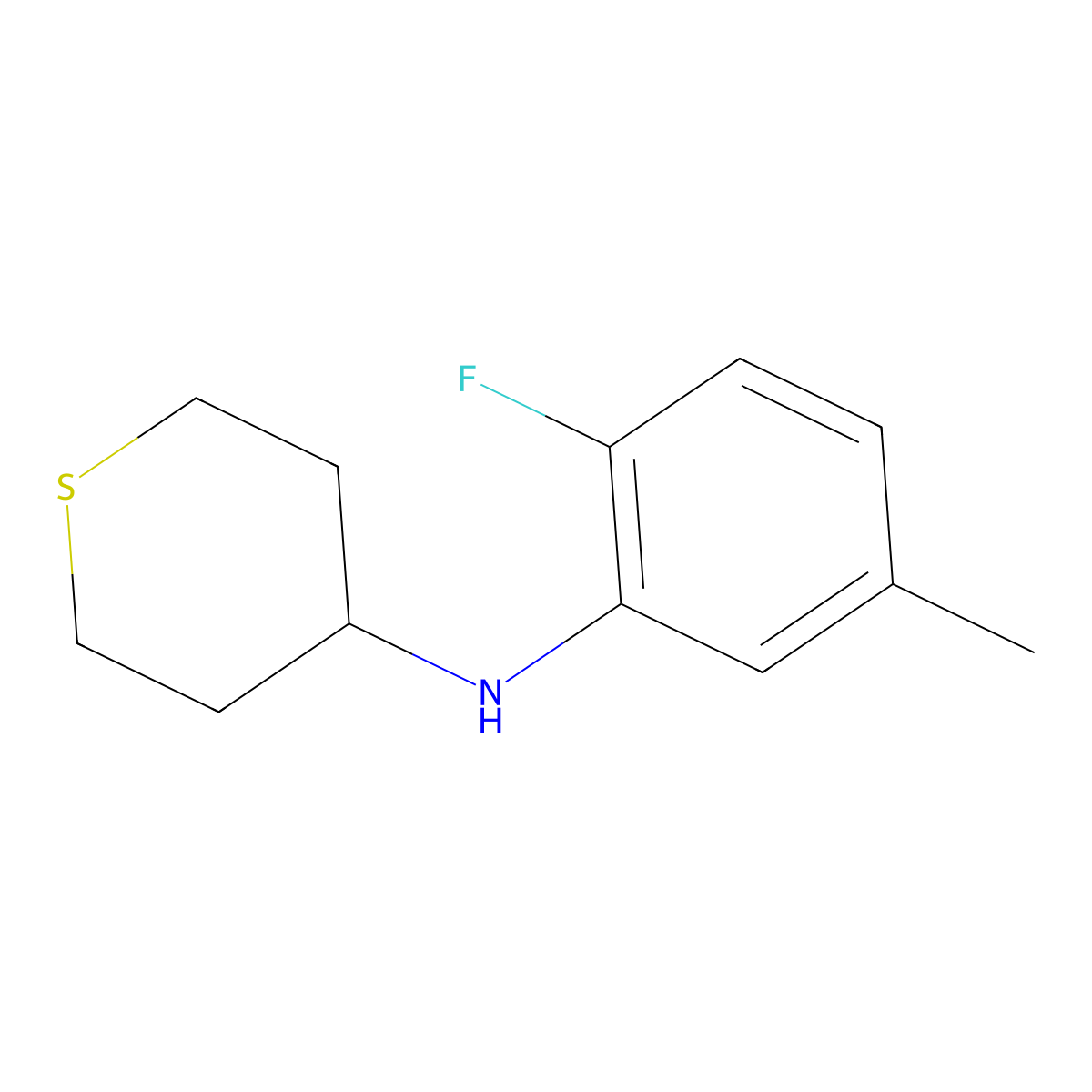 N-(2-fluoro-5-methylphenyl)thian-4-amine molecular structure, CAS 1153292-23-9