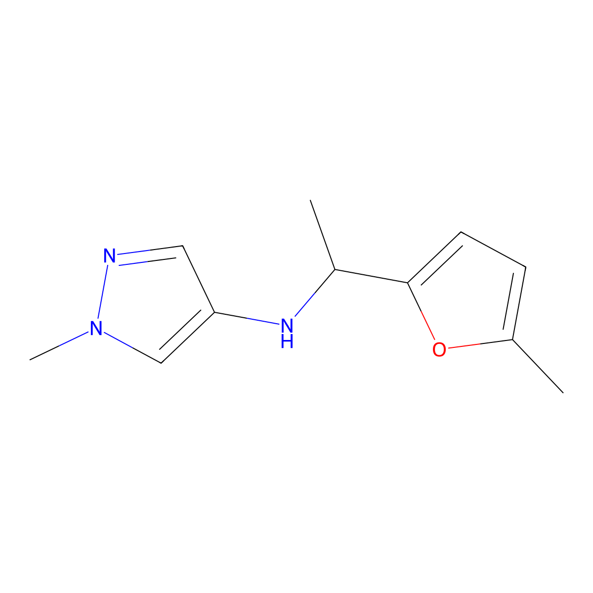 1-Methyl-N-[1-(5-methylfuran-2-yl)ethyl]-1H-pyrazol-4-amine molecular structure, CAS 1153293-10-7