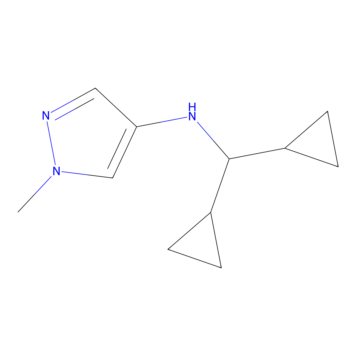 N-(dicyclopropylmethyl)-1-methyl-1H-pyrazol-4-amine molecular structure, CAS 1153293-40-3