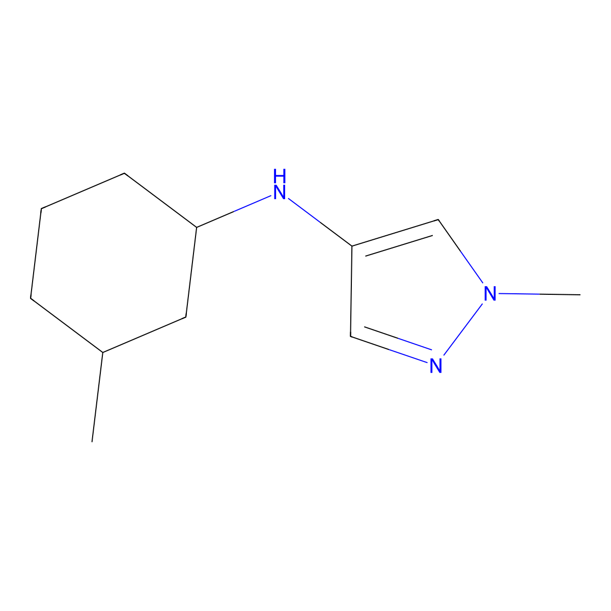 1-methyl-N-(3-methylcyclohexyl)-1H-pyrazol-4-amine molecular structure, CAS 1153293-81-2