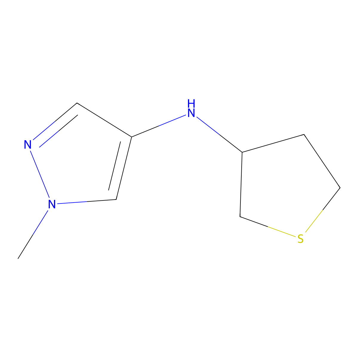 1-methyl-N-(thiolan-3-yl)-1H-pyrazol-4-amine molecular structure, CAS 1153293-93-6