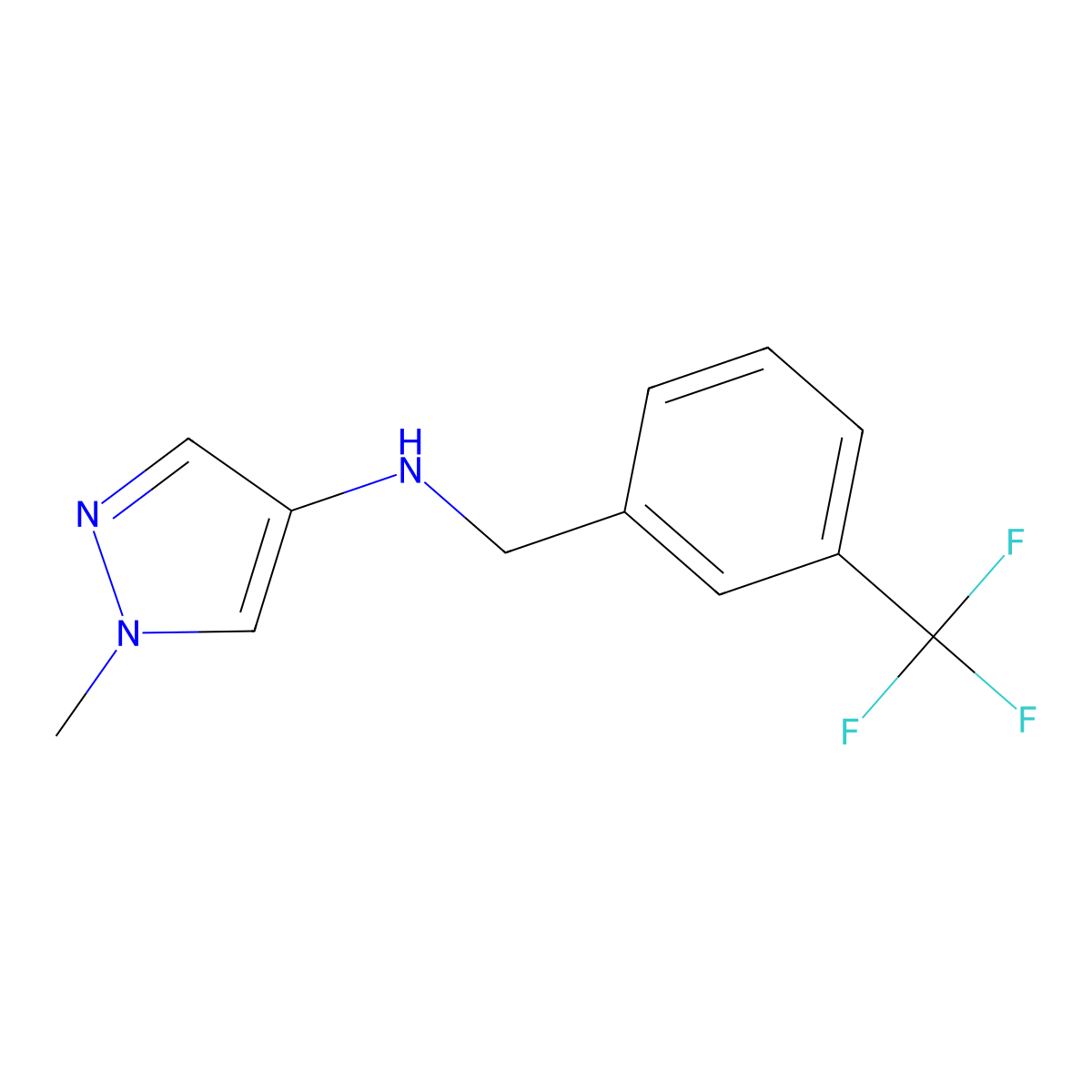 1-methyl-N-{[3-(trifluoromethyl)phenyl]methyl}-1H-pyrazol-4-amine molecular structure, CAS 1153294-11-1