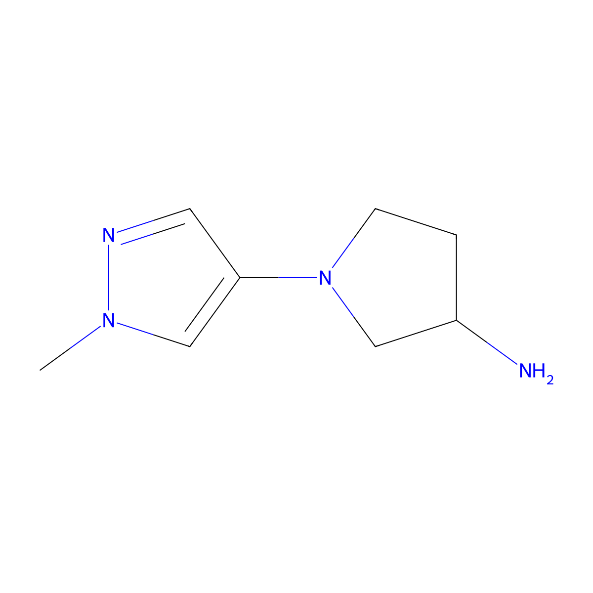 1-(1-methyl-1H-pyrazol-4-yl)pyrrolidin-3-amine molecular structure, CAS 1153295-09-0