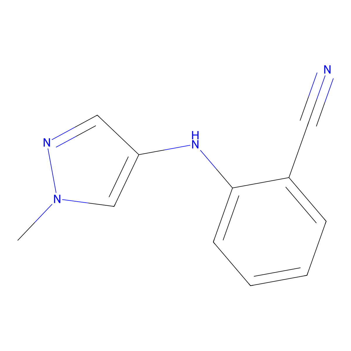 2-[(1-Methyl-1H-pyrazol-4-YL)amino]benzonitrile molecular structure, CAS 1153296-11-7