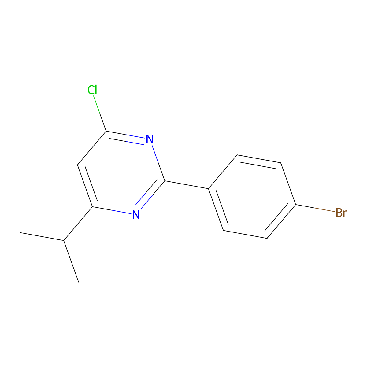 2-(4-Bromophenyl)-4-chloro-6-(propan-2-YL)pyrimidine molecular structure, CAS 1153298-25-9