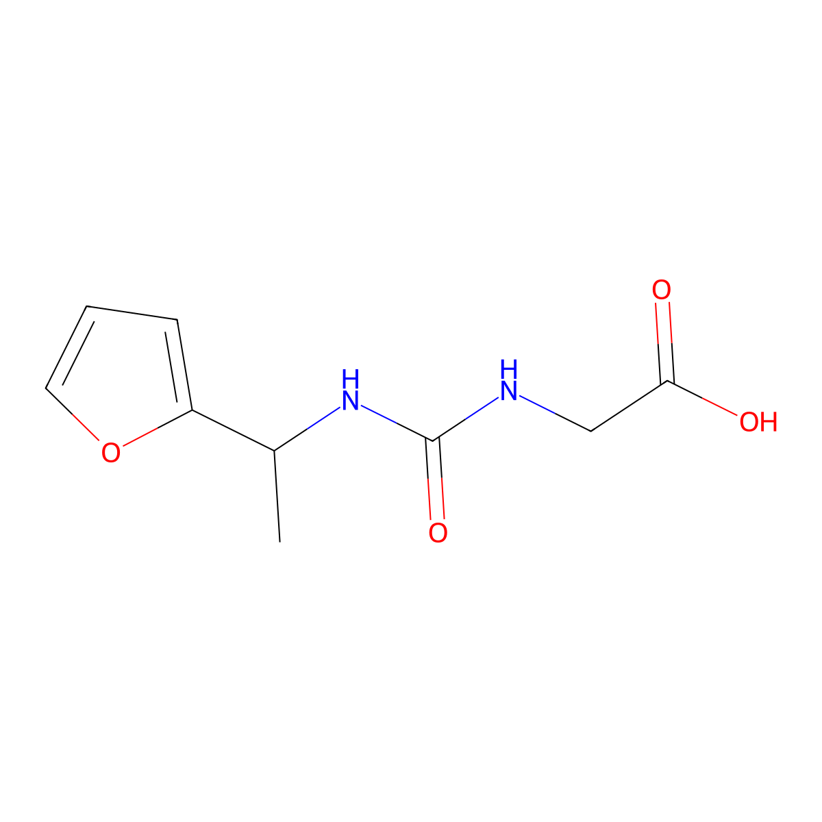 2-(([1-(Furan-2-yl)ethyl]carbamoyl)amino)acetic acid molecular structure, CAS 1153298-51-1