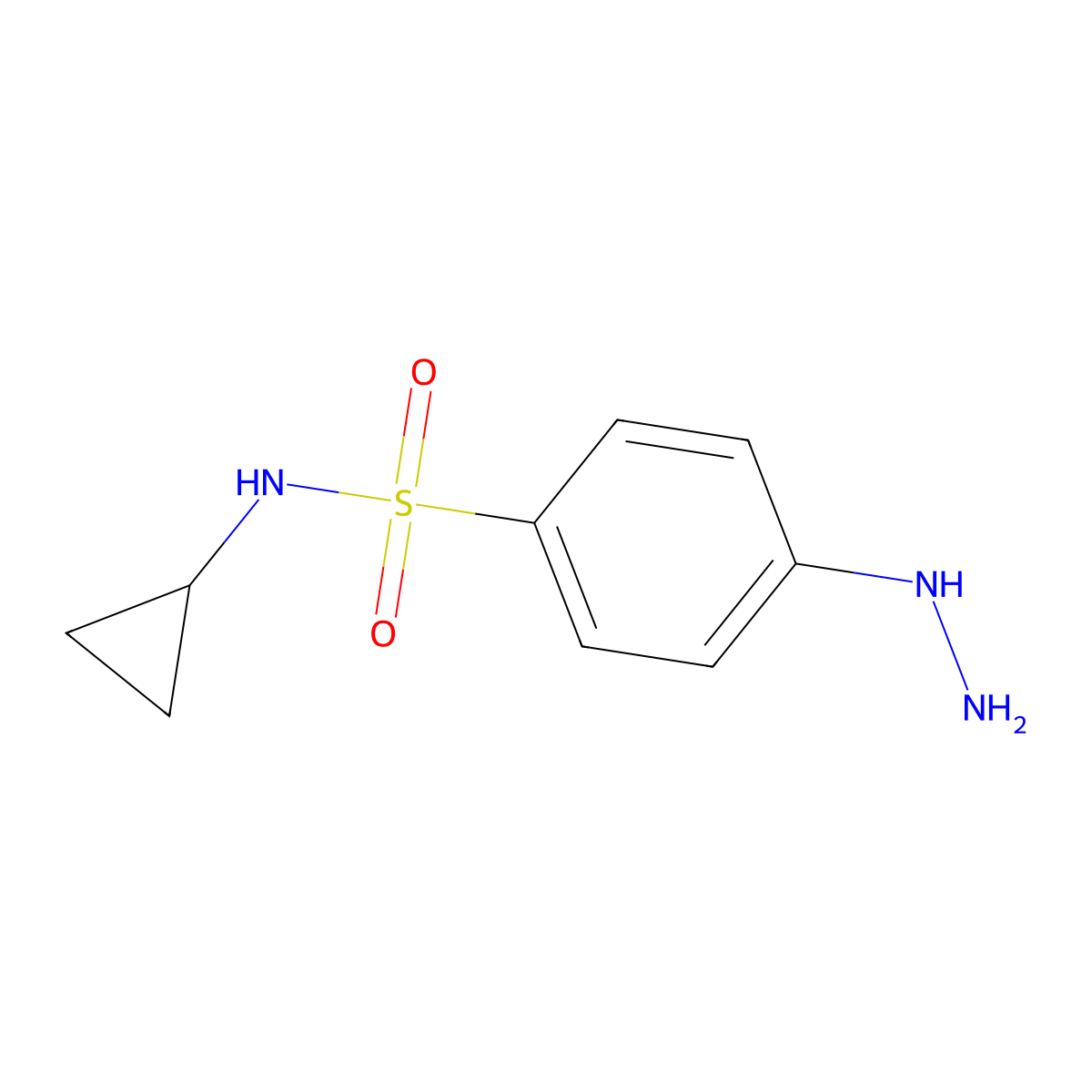 N-cyclopropyl-4-hydrazinylbenzene-1-sulfonamide molecular structure, CAS 1153316-84-7