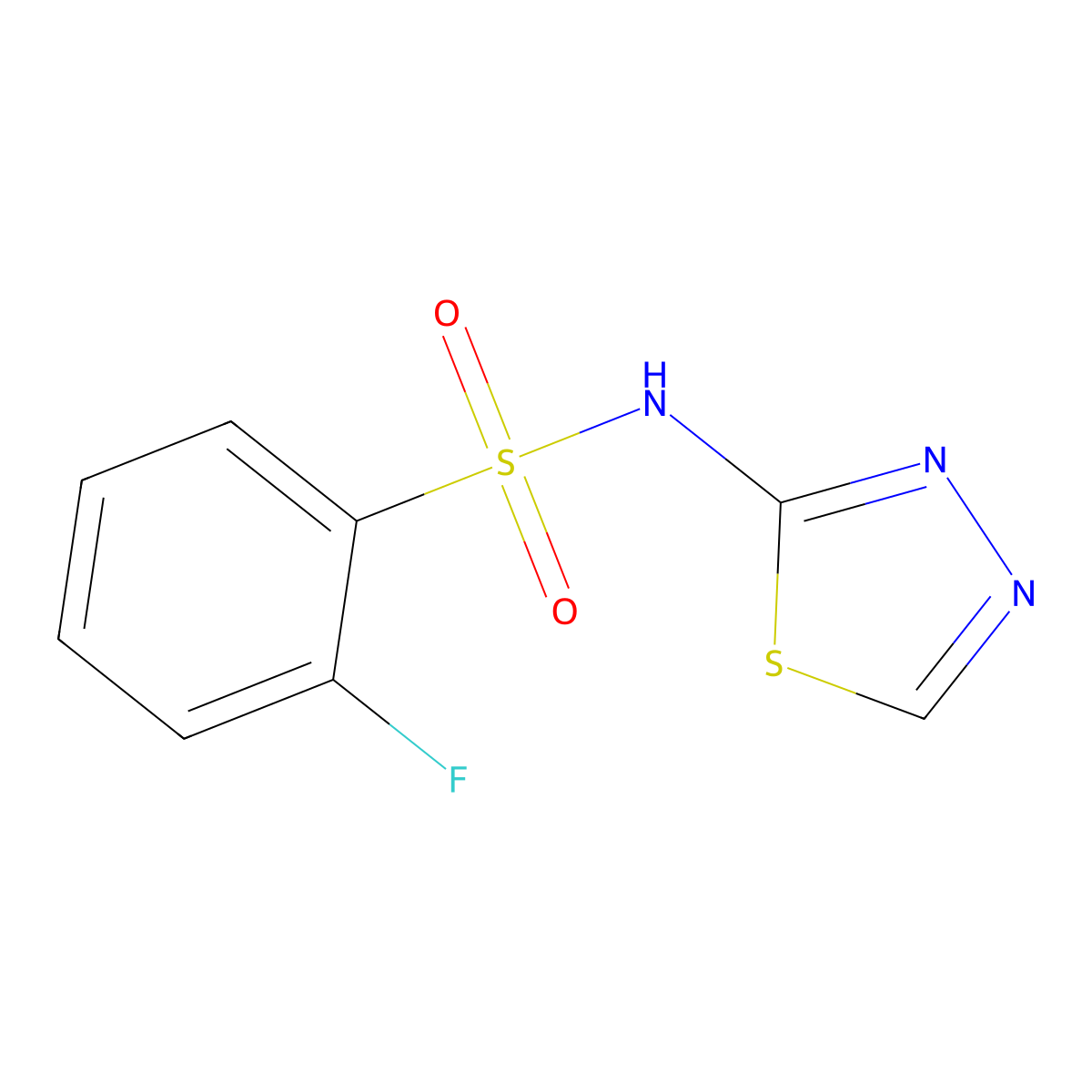 2-fluoro-N-(1,3,4-thiadiazol-2-yl)benzene-1-sulfonamide molecular structure, CAS 1153317-05-5