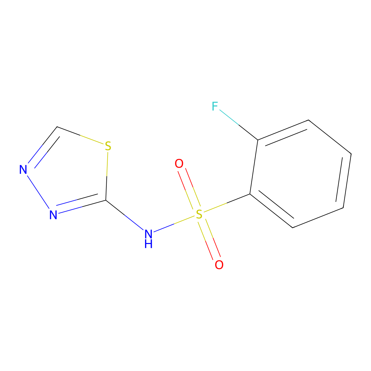 2-fluoro-N-(1,3,4-thiadiazol-2-yl)benzene-1-sulfonamide molecular structure, CAS 1153317-05-5