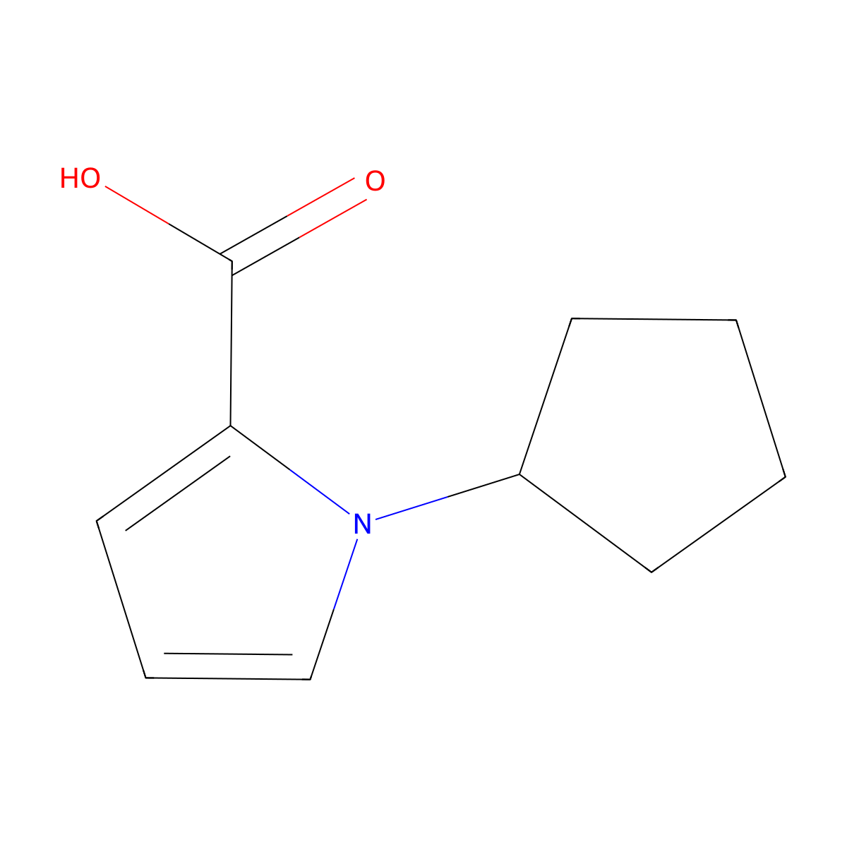 1-cyclopentyl-1H-pyrrole-2-carboxylic acid molecular structure, CAS 1153318-28-5