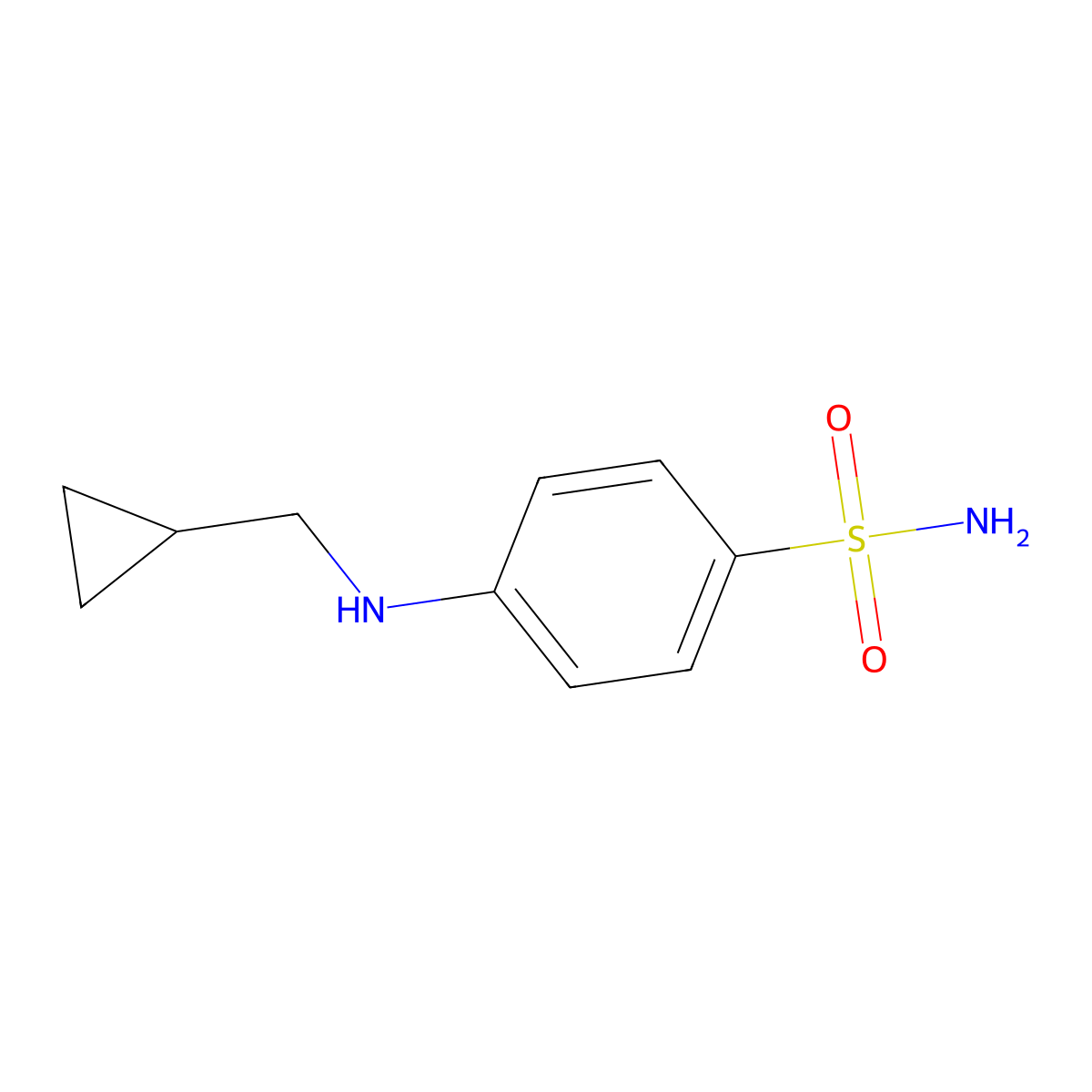 4-[(Cyclopropylmethyl)amino]benzene-1-sulfonamide molecular structure, CAS 1153319-03-9