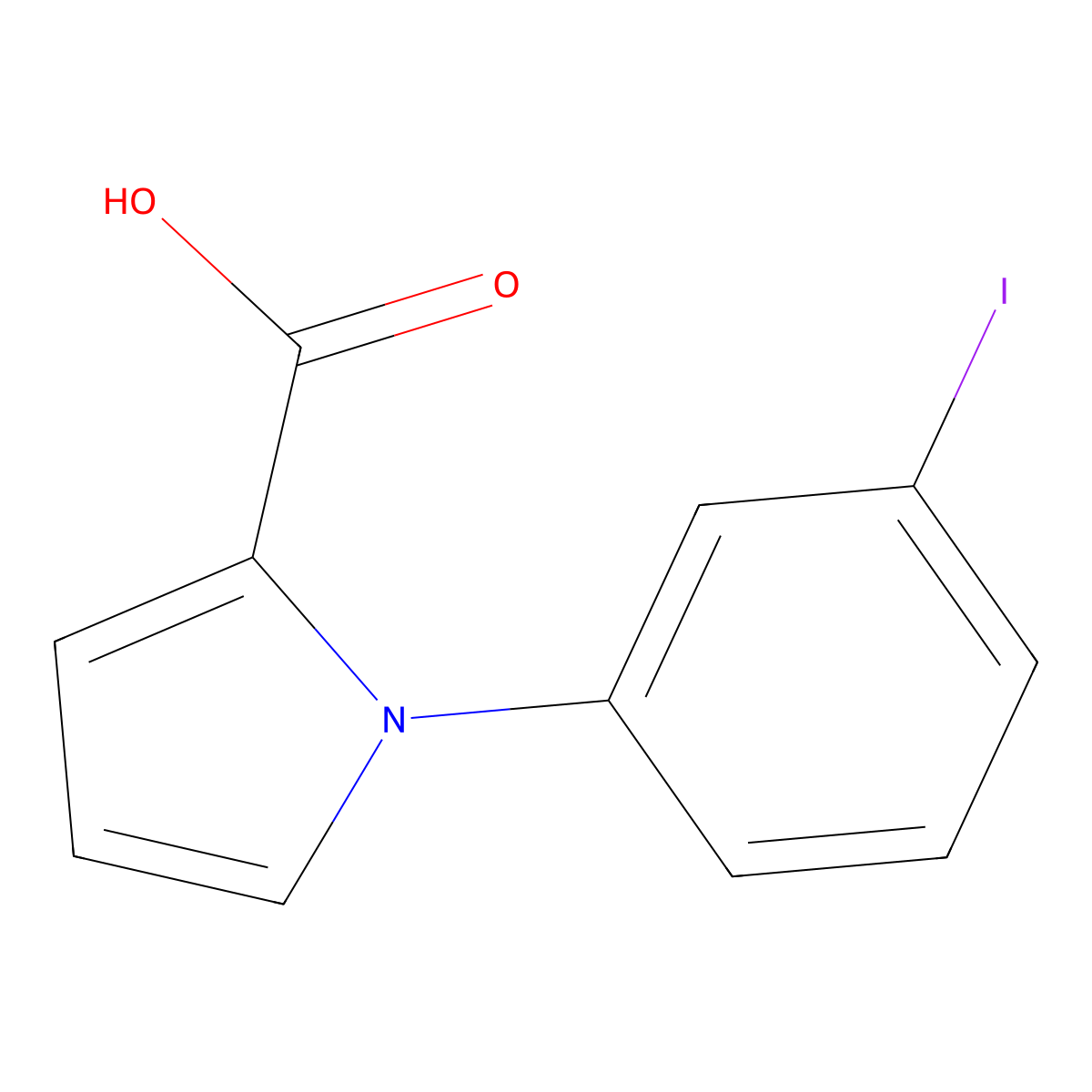 1-(3-iodophenyl)-1H-pyrrole-2-carboxylic acid molecular structure, CAS 1153319-84-6