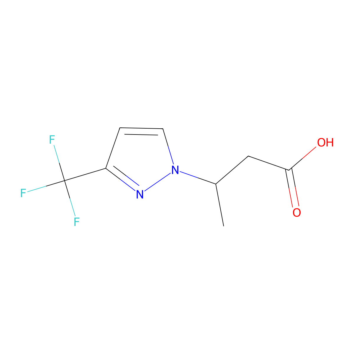 3-[3-(Trifluoromethyl)-1H-pyrazol-1-yl]butanoic acid molecular structure, CAS 1153329-93-1