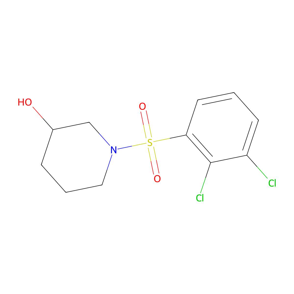 1-((2,3-Dichlorophenyl)sulfonyl)piperidin-3-ol molecular structure, CAS 1153348-41-4