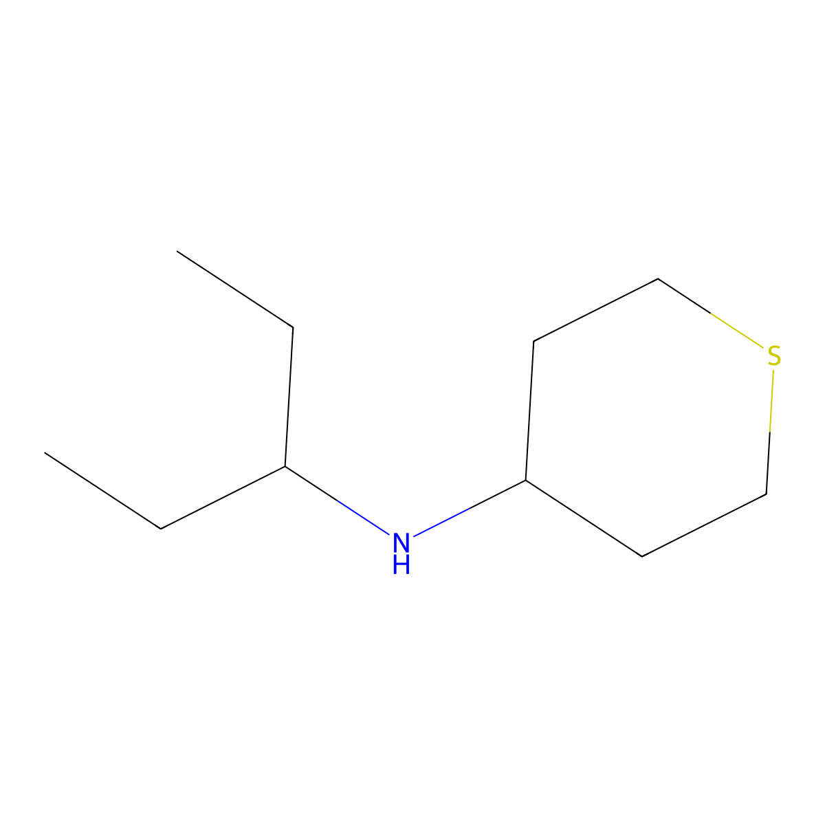 N-(pentan-3-yl)thian-4-amine molecular structure, CAS 1153349-51-9