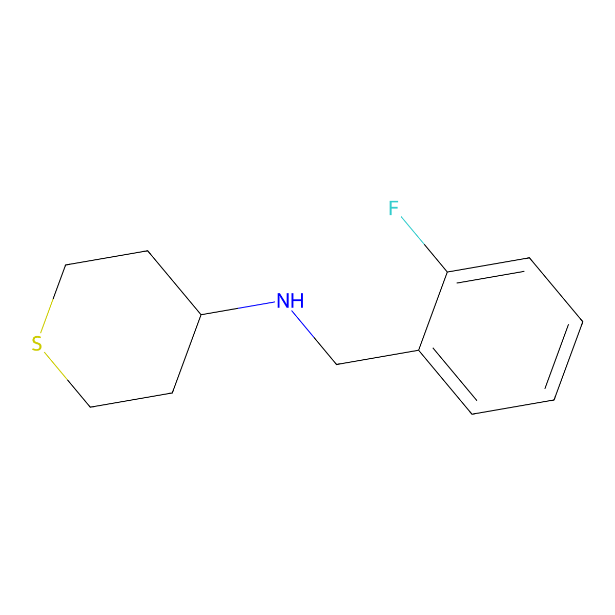 N-[(2-fluorophenyl)methyl]thian-4-amine molecular structure, CAS 1153350-48-1