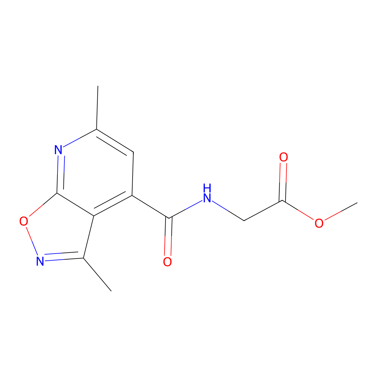 methyl N-[(3,6-dimethyl[1,2]oxazolo[5,4-b]pyridin-4-yl)carbonyl]glycinate molecular structure, CAS 1153351-14-4
