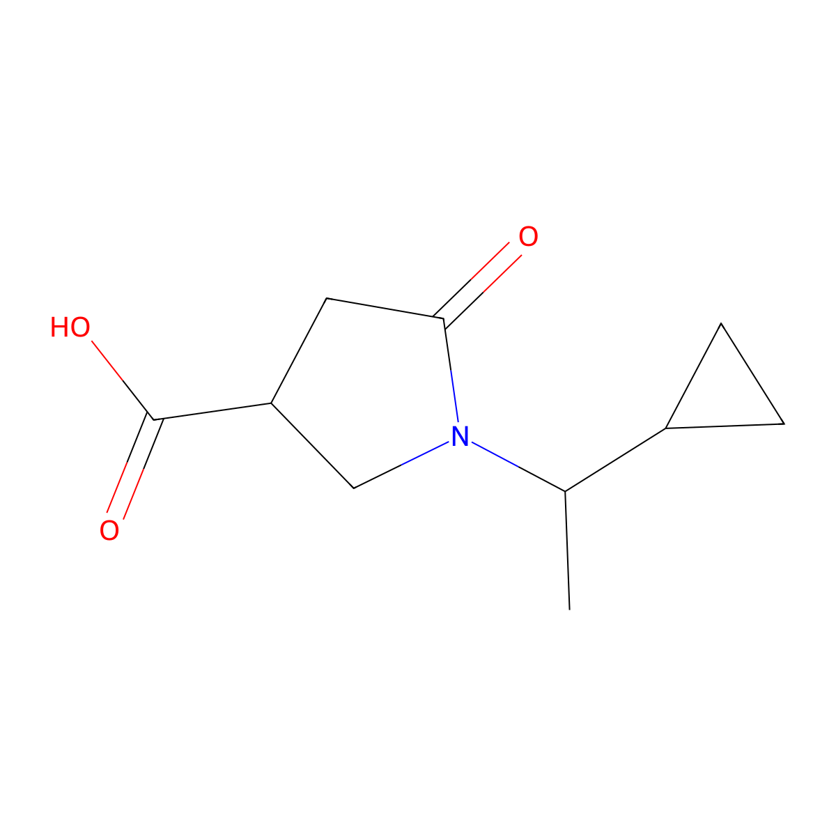 1-(1-Cyclopropylethyl)-5-oxopyrrolidine-3-carboxylic acid molecular structure, CAS 1153362-11-8