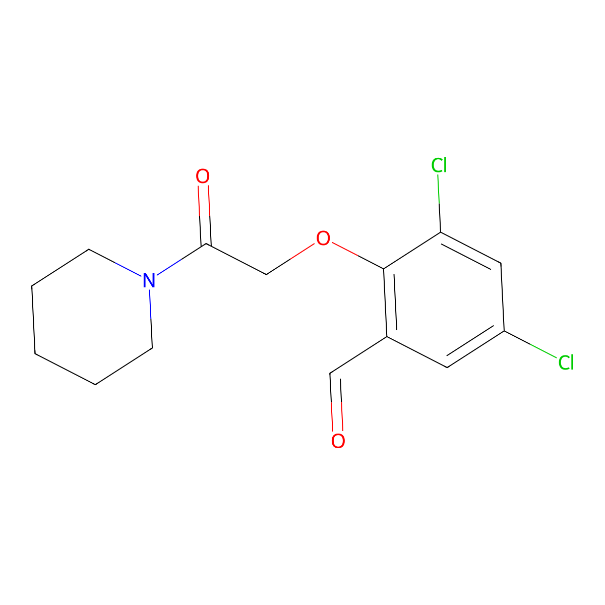 3,5-Dichloro-2-(2-oxo-2-piperidin-1-ylethoxy)benzaldehyde molecular structure, CAS 1153364-39-6