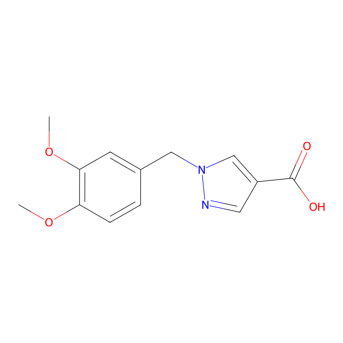 1-[(3,4-dimethoxyphenyl)methyl]-1H-pyrazole-4-carboxylic acid molecular structure, CAS 1153368-46-7